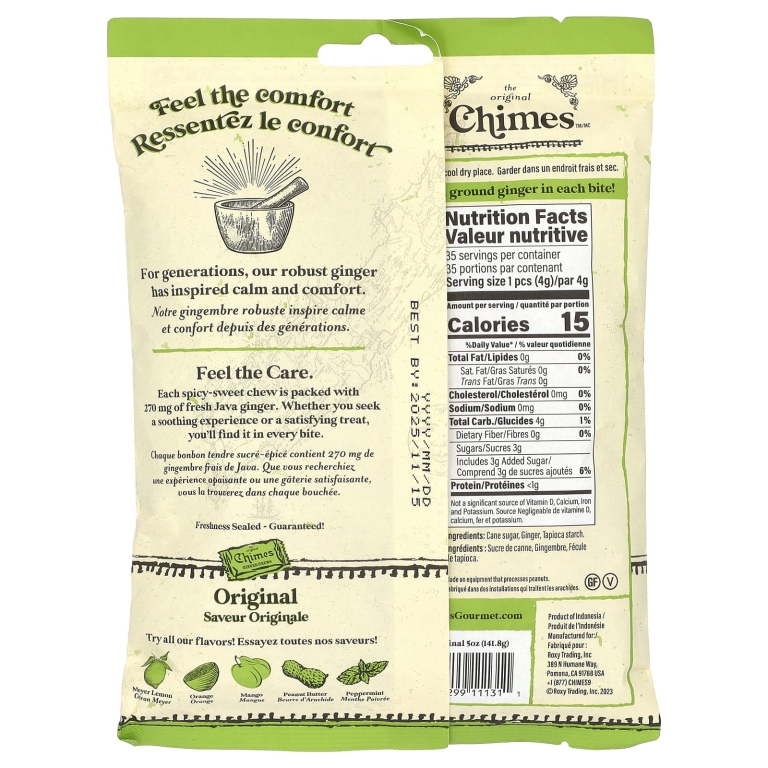 Chimes, имбирные жевательные конфеты, оригинальный вкус, 141,8 г (5 унций)