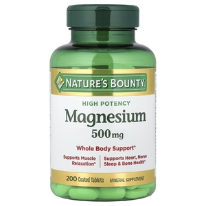 Nature's Bounty, магний, высокая эффективность, 500 мг, 200 таблеток, покрытых оболочкой