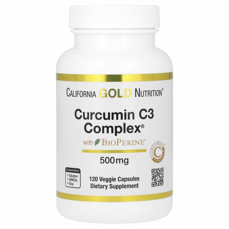 California Gold Nutrition, Curcumin C3 Complex с экстрактом BioPerine, 500 мг, 120 растительных капсул
