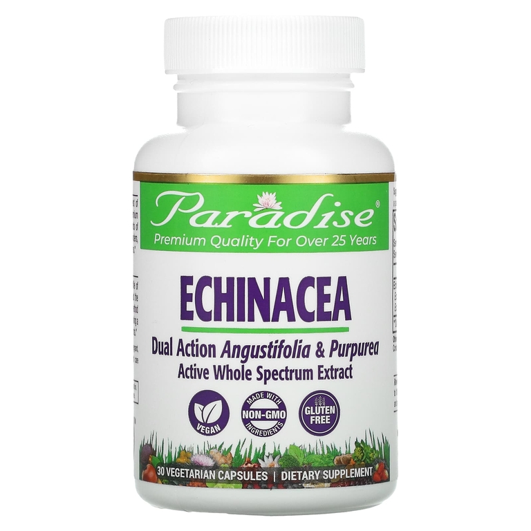 Paradise Herbs, эхинацея, 30 вегетарианских капсул