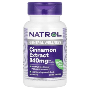 Natrol, Экстракт корицы, 840 мг, 80 таблеток (420 мг в каждой таблетке) (Товар снят с продажи) 
