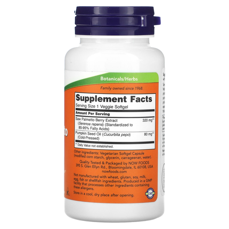 NOW Foods, экстракт серенои, мужское здоровье, 320 мг, 90 растительных капсул