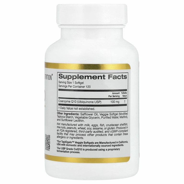 California Gold Nutrition, коэнзим Q10, 100 мг, 120 растительных капсул