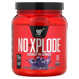 BSN, N.O.-Xplode, легендарный предтренировочный комплекс, виноград, 555 г (1,22 фунта)