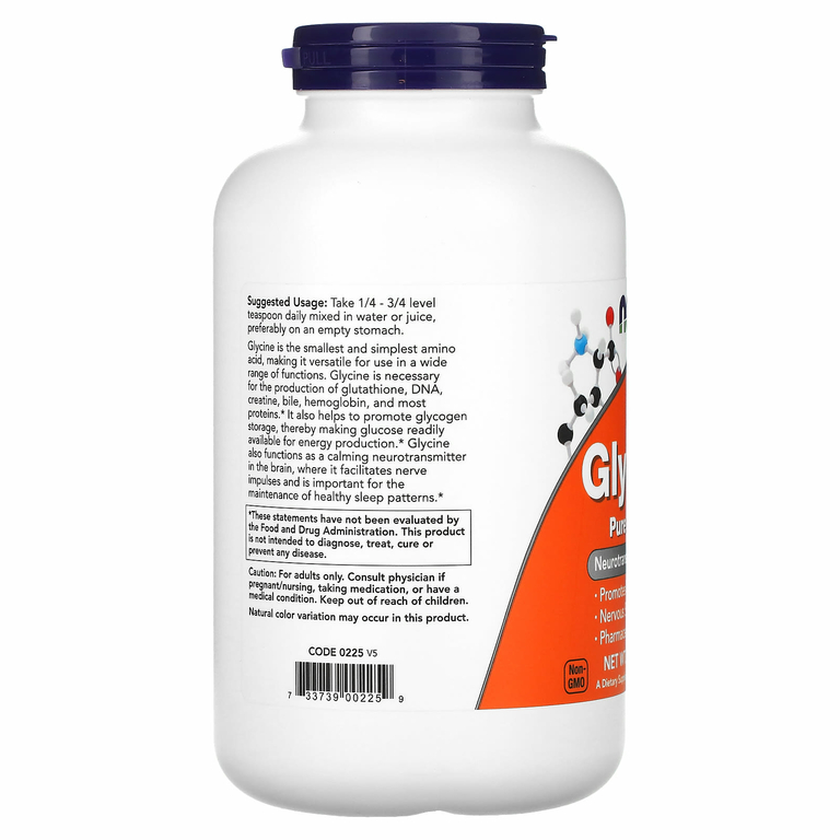 NOW Foods, глицин, чистый порошок, 454 г (1 фунт)