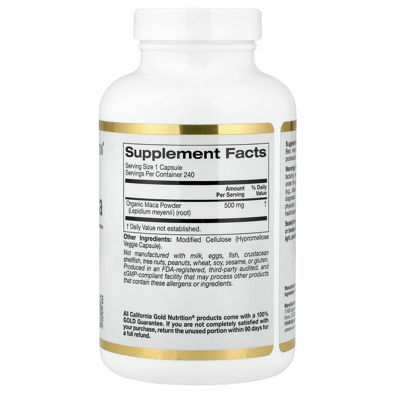 California Gold Nutrition, перуанская мака, 500 мг, 240 растительных капсул