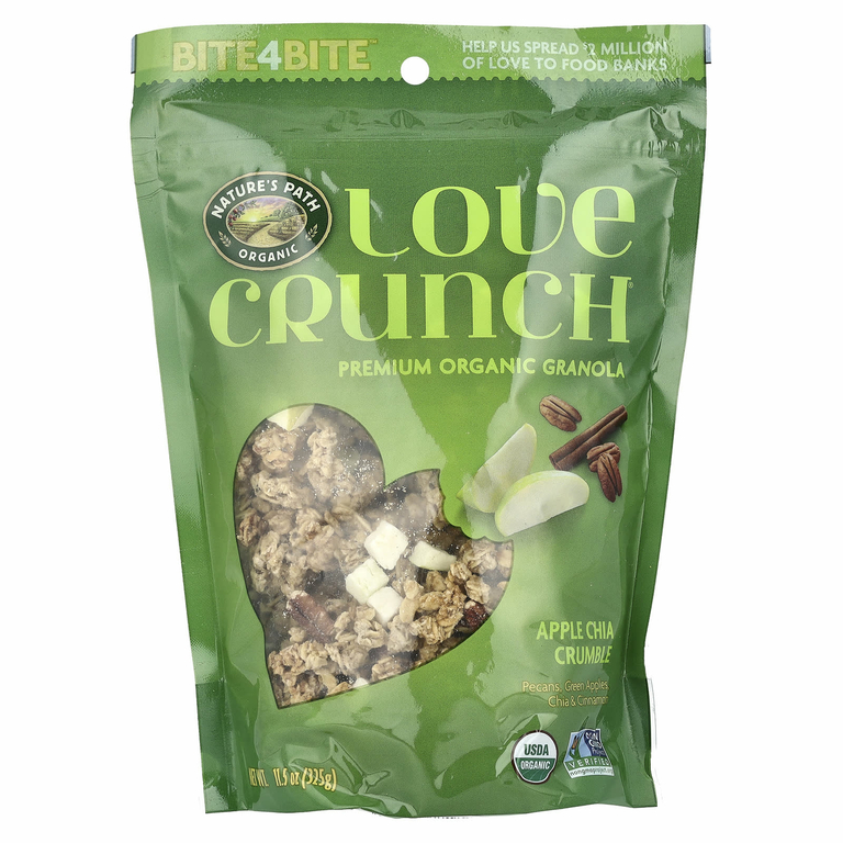 Nature's Path, Love Crunch, высококачественные органические мюсли, яблочный пирог с чиа, 11.5 унц. (325 г)