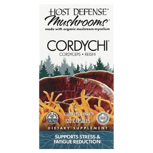 Host Defense, Host Defense Mushrooms, Cordychi, поддержка при стрессе и снижение усталости, 120 вегетарианских капсул