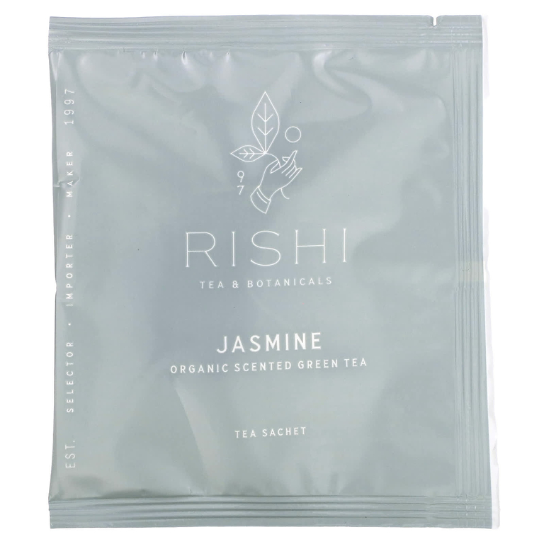 Rishi Tea, органический ароматизированный зеленый чай, жасмин, 15 пакетиков, 39 г (1,37 унции)