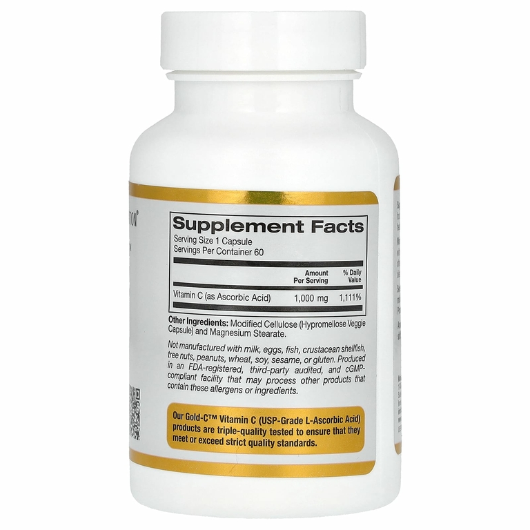 California Gold Nutrition, Gold C, витамин C класса USP, 1000 мг, 60 вегетарианских капсул