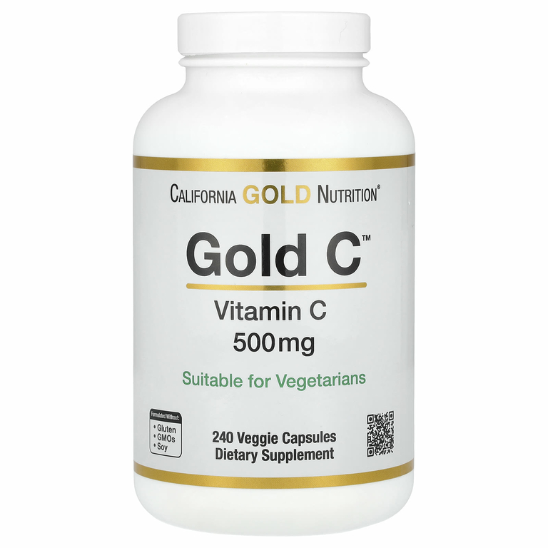 California Gold Nutrition, Gold C, витамин C класса USP, 500 мг, 240 вегетарианских капсул