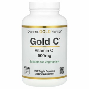 California Gold Nutrition, Gold C, витамин C класса USP, 500 мг, 240 вегетарианских капсул