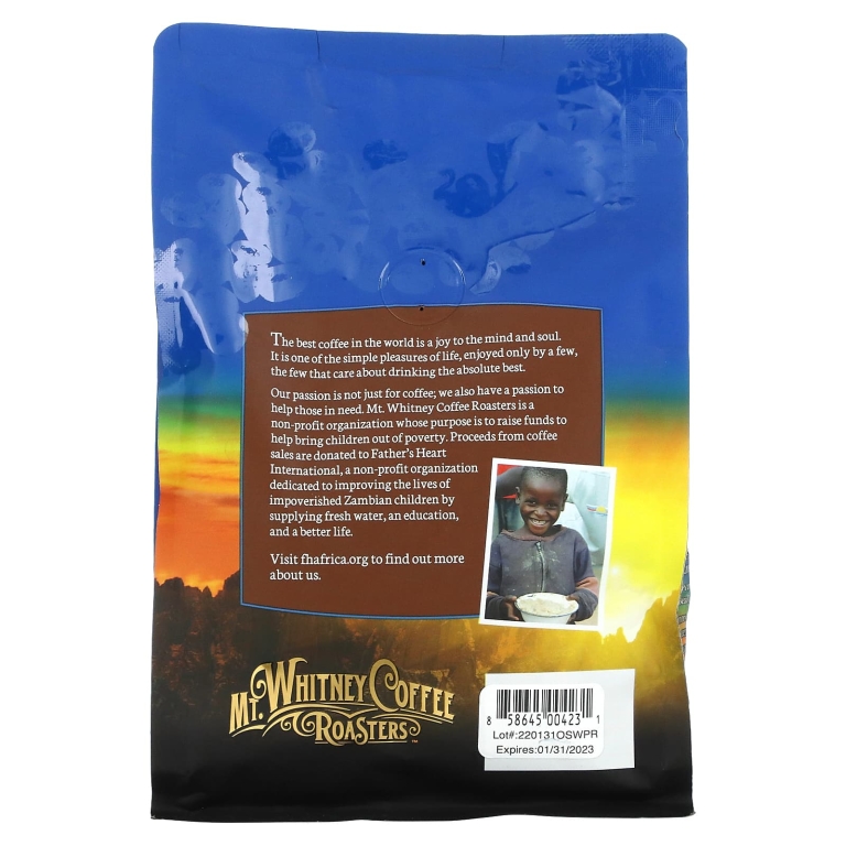 Mt. Whitney Coffee Roasters, органический кофе из Перу без кофеина, средней обжарки, зерновой, 340 г (12 унций)