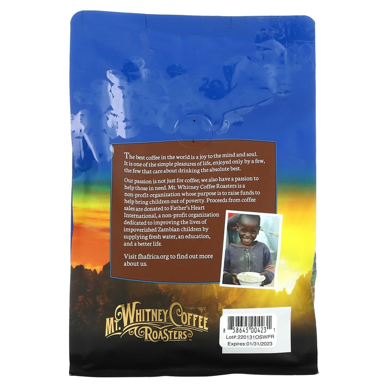 Mt. Whitney Coffee Roasters, органический кофе из Перу без кофеина, средней обжарки, зерновой, 340 г (12 унций)