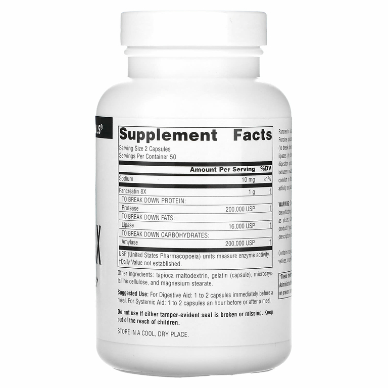 Source Naturals, панкреатин 8X, 500 мг, 100 капсул