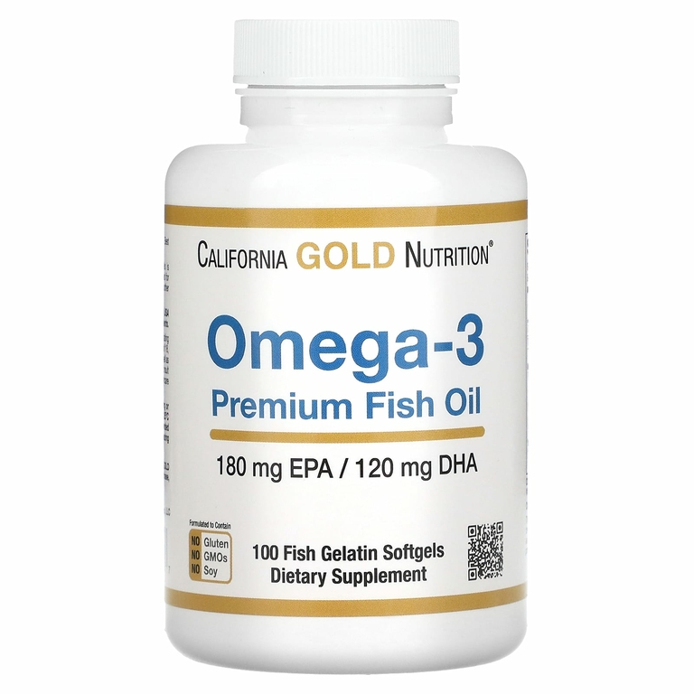 California Gold Nutrition, омега-3, рыбий жир премиального качества, 100 капсул из рыбьего желатина