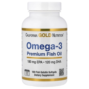 California Gold Nutrition, премиальный рыбий жир с омега-3, 100 капсул из рыбьего желатина (1100 мг в 1 капсуле)