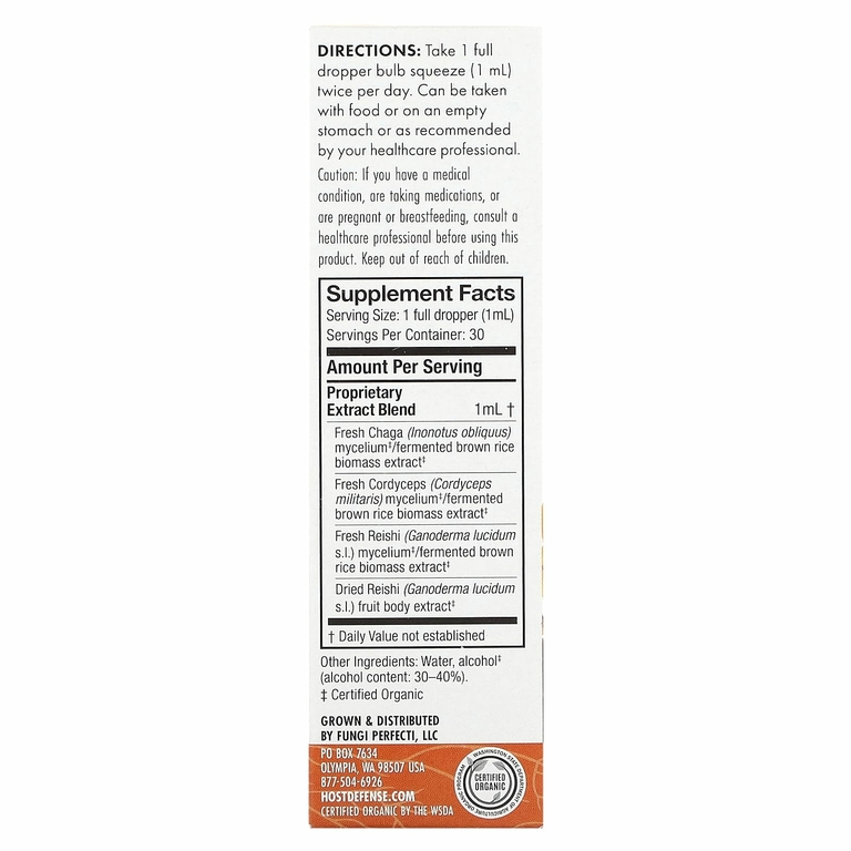 Fungi Perfecti, Host Defense Mushroom, органический экстракт для дыхания, 30 мл (1 жидк. Унция)