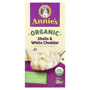 Annie's Homegrown, Органические макароны с сыром, скорлупа и белый чеддер, 170 г (6 унций)