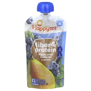 Happy Family Organics, Happytot, клетчатка и протеин, органические груши, голубика и шпинат, 113 г (4 унции)