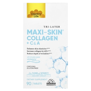 Country Life, Tri Layer Maxi-Skin Collagen, коллаген с витаминами C и A, 90 таблеток