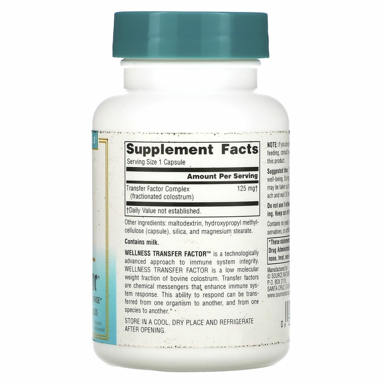 Source Naturals, Wellness Transfer Factor, 125 мг, 60 вегетарианских капсул