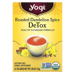 Yogi Tea, Detox, вкус жареного одуванчика и специй, без кофеина, 16 чайных пакетиков, 24 г (0,85 унции)