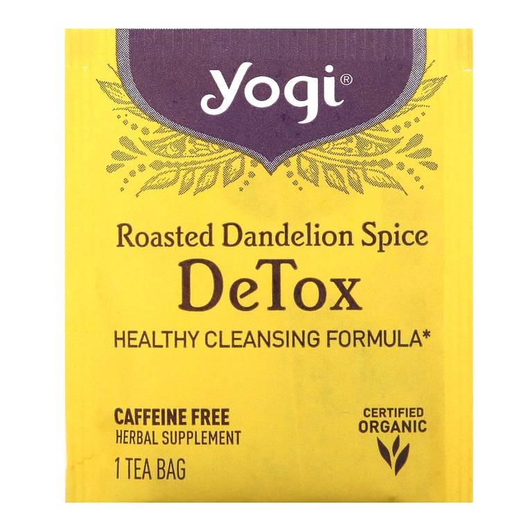 Yogi Tea, Detox, вкус жареного одуванчика и специй, без кофеина, 16 чайных пакетиков, 24 г (0,85 унции)