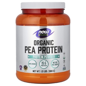 NOW Foods, Спорт, порошок из органического горохового протеина, без добавок, 680 г (1,5 фунта)