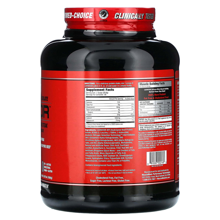 MuscleMeds, Carnivor, изолят говяжьего белка, созданный путем биоинженерии, со вкусом фруктового пунша, 1669 г (3,67 фунта)