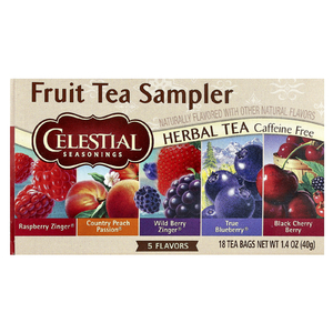 Celestial Seasonings, набор фруктовых чаев, без кофеина, 5 вкусов, 18 чайных пакетиков по 40 г (1,4 унции)