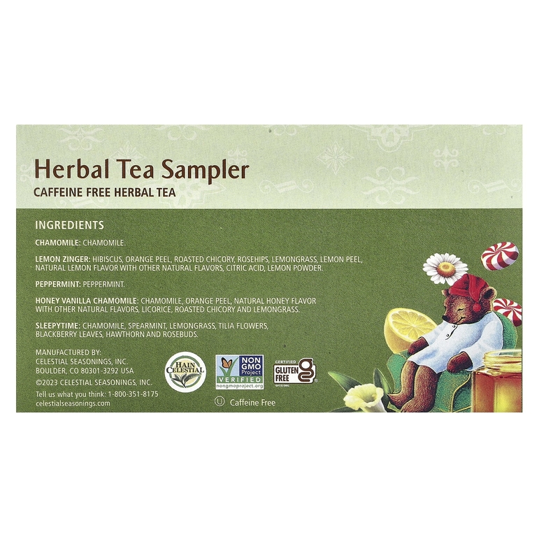 Celestial Seasonings, набор травяных чаев, без кофеина, 5 вкусов, 18 чайных пакетиков, 30 г (1,0 унция)