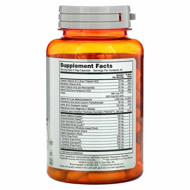 NOW Foods, Sports, Energy Extreme, препарат для поддержки физической и умственной активности, 90 растительных капсул