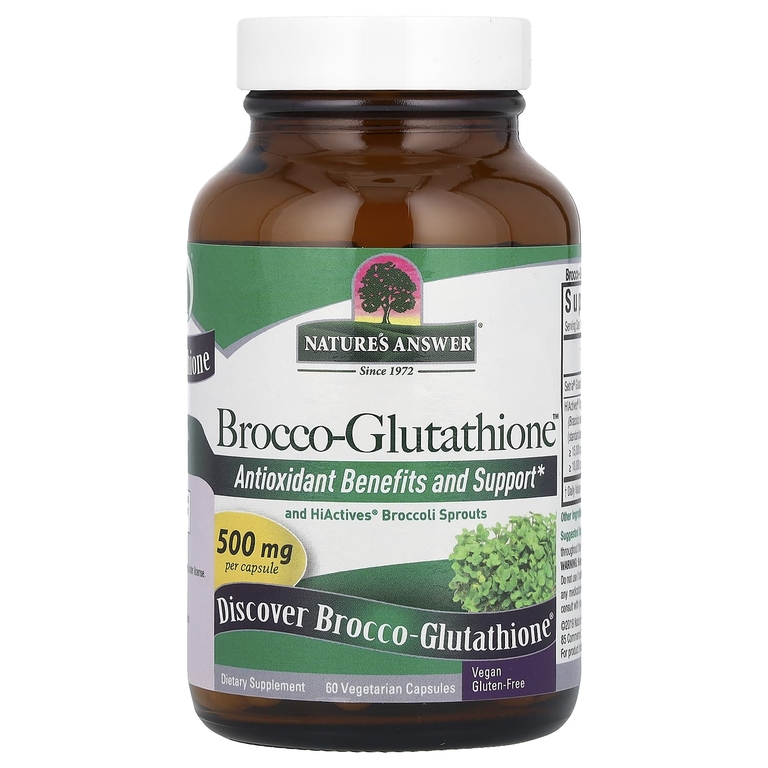 Nature's Answer, Brocco-Glutathione, средство с брокколи и глутатионом, 500 мг, 60 растительных капсул