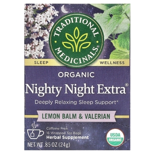 Traditional Medicinals, мелисса и валериана, без кофеина, 16 чайных пакетиков, 24 г (0,85 унции)