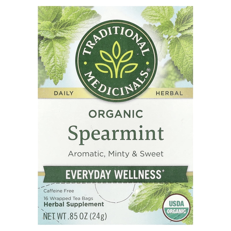 Traditional Medicinals, органическая мята, без кофеина, 16 чайных пакетиков, 24 г (0,85 унции)