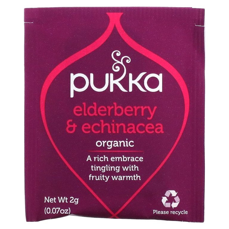 Pukka Herbs, Органический травяной чай, бузина и эхинацея, без кофеина, 20 пакетиков, 40 г (1,41 унции)