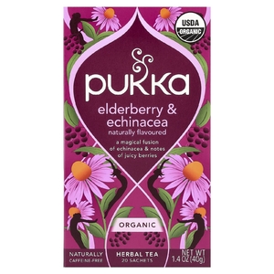 Pukka Herbs, Органический травяной чай, бузина и эхинацея, без кофеина, 20 пакетиков, 40 г (1,41 унции) (Товар снят с продажи) 
