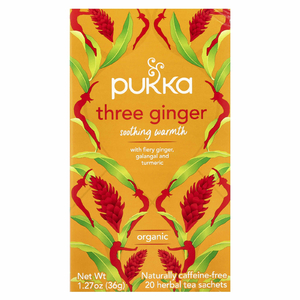 Pukka Herbs, Органический травяной чай, три имбиря, без кофеина, 20 пакетиков, 36 г (1,27 унции) (Товар снят с продажи) 