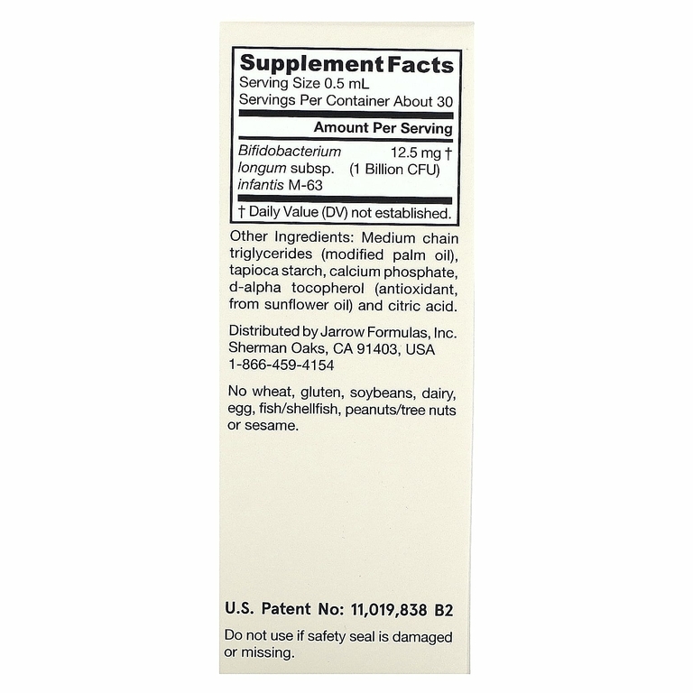 Jarrow Formulas, Jarro-Dophilus, веганский жидкий пробиотик для младенцев, 1 млрд КОЕ, 15 мл (0,51 жидк. унции)