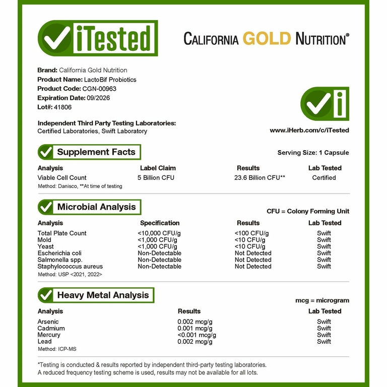 California Gold Nutrition, LactoBif 5, пробиотики, 5 млрд КОЕ, 60 вегетарианских капсул