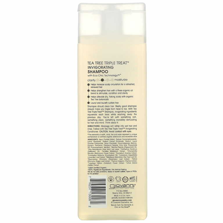 Giovanni, Tea Tree Triple Treat, укрепляющий шампунь, для всех типов волос, 250 мл (8,5 жидк. унции)