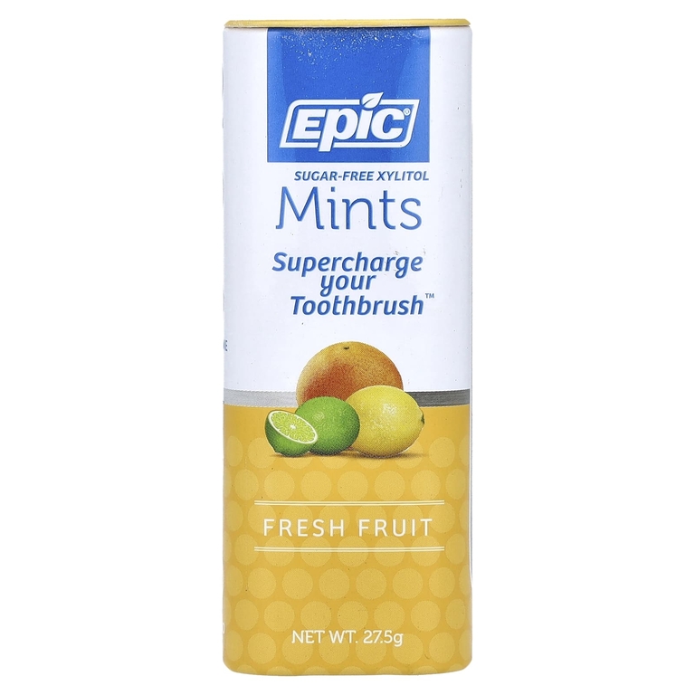 Epic Dental, Со 100% подслащенным ксилитом, свежие фрукты и фрукты, конфеты, без сахара, 30 г