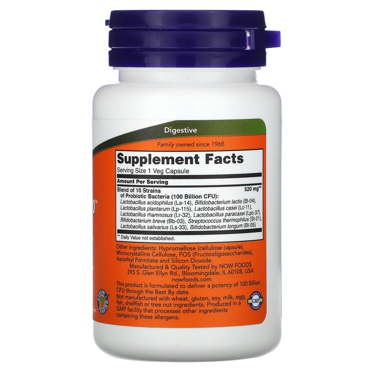 NOW Foods, Probiotic-10, 100 млрд, 30 растительных капсул