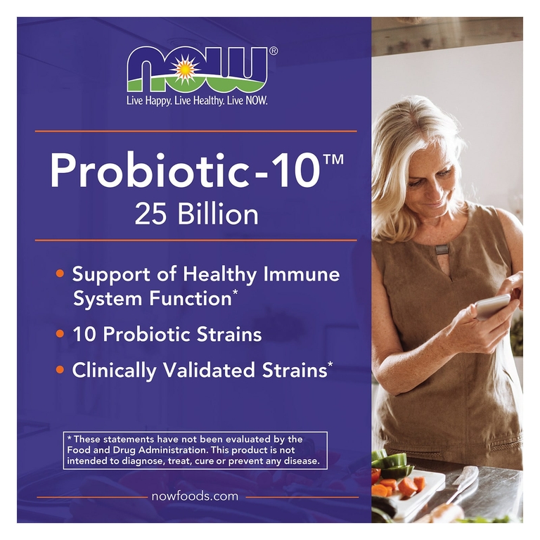NOW Foods, Probiotic-10, 25 млрд, 100 растительных капсул
