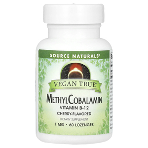 Source Naturals, метилкобаламин, для вегетарианцев и веганов, с вишневым вкусом, 1 мг, 60 пастилок