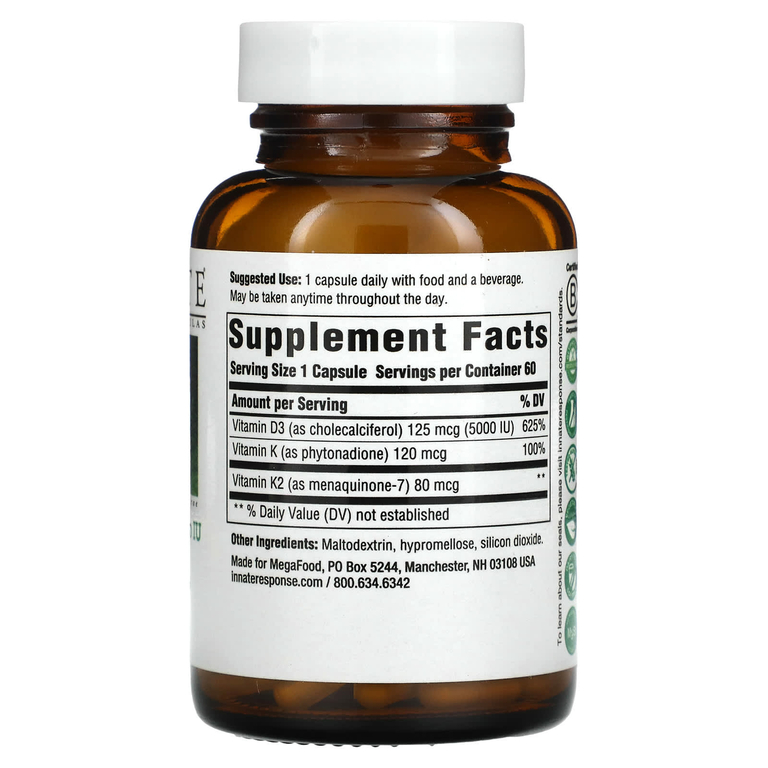 Innate Response Formulas, витамин D3, 5000 МЕ (125 мкг), 60 капсул