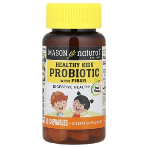 Mason Natural, пробиотик с клетчаткой для здоровья детей, 60 жевательных таблеток