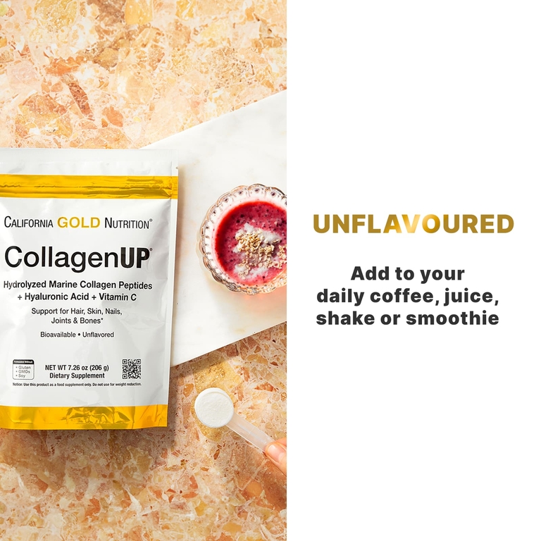 California Gold Nutrition, CollagenUP, гидролизованные пептиды морского коллагена с гиалуроновой кислотой и витамином C, с нейтральным вкусом, 206 г (7,26 унции)
