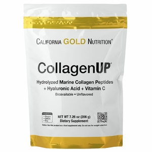 California Gold Nutrition, CollagenUP®, гидролизованные пептиды морского коллагена с гиалуроновой кислотой и витамином C, с нейтральным вкусом, 206 г (7,26 унции)